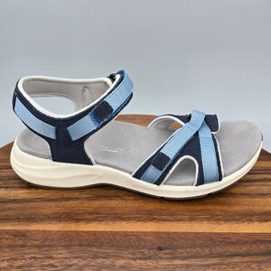 Clarks Sandals Women's 8 M Blue Solan Drift Adjustable Strappy Comfort Shoes